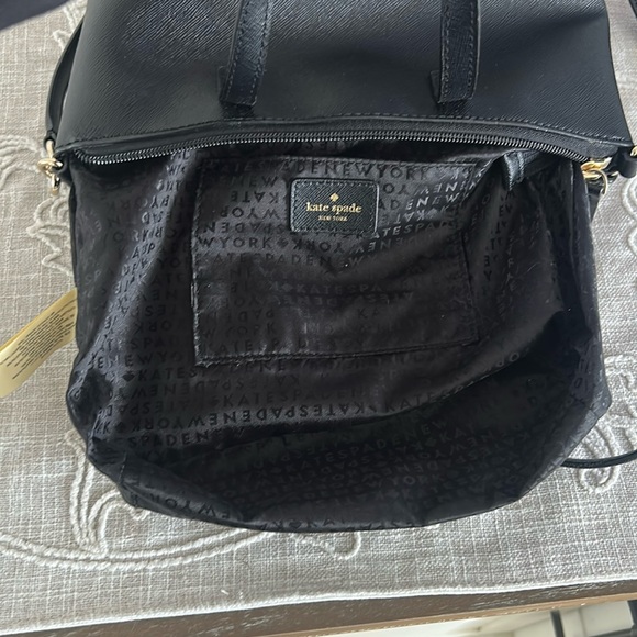 Kate Spade NY Black Greta Court Glitter & Staffiano Satchel Bag - Picture 13 of 16